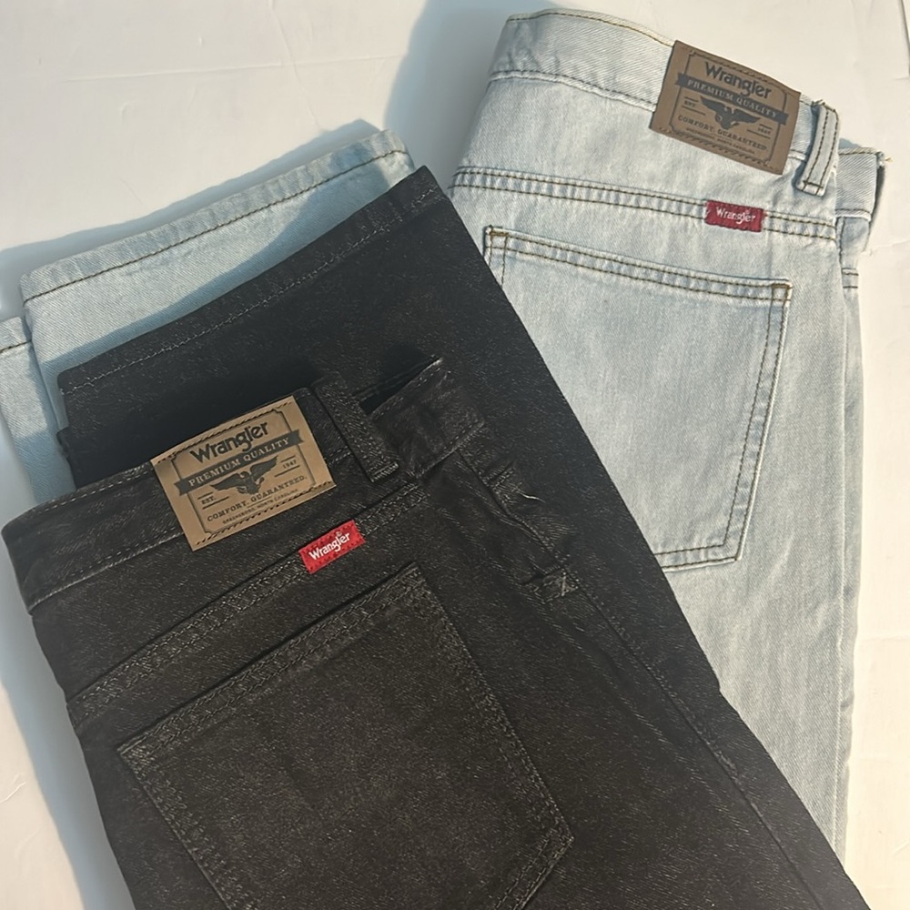 Wrangler 16 Husky Jeans TWO PAIR Loose Fit Skater frost blue & onyx black NWTs